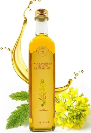 Earth and Essentials Woodpressed Yellow Mustard Oil (500ml) | Kachi Ghani Sarson Tel | 100% Pure & Unrefined | Low Pungency | Rich in Healthy Fats &